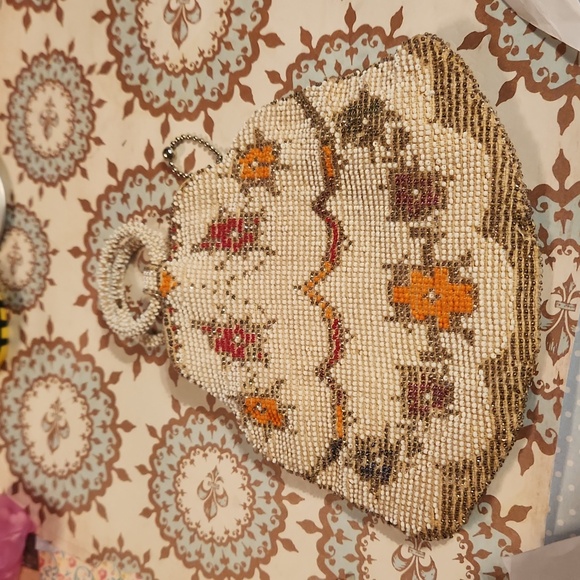 Vintage 30s Art Deco Glass Seed Bead Finger  Handbag Clutch - Picture 5 of 5